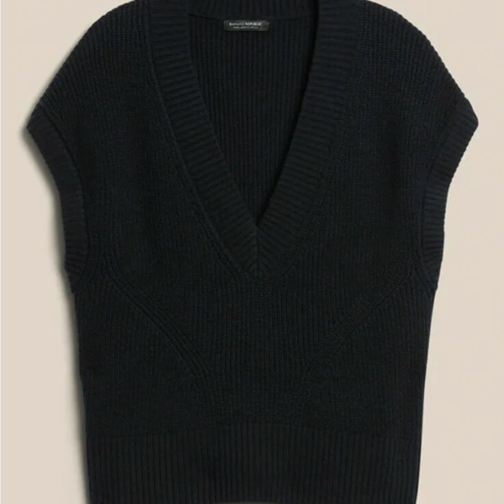 New with Price Tag Banana Republic Oversized Merino Wool Sweater Vest Navy XL